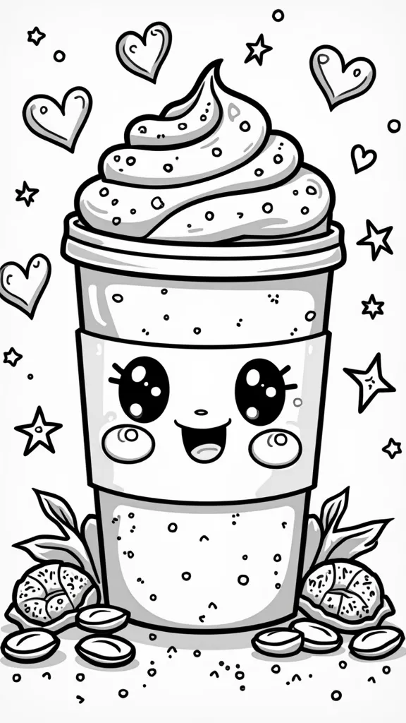 coloriage starbucks kawaii